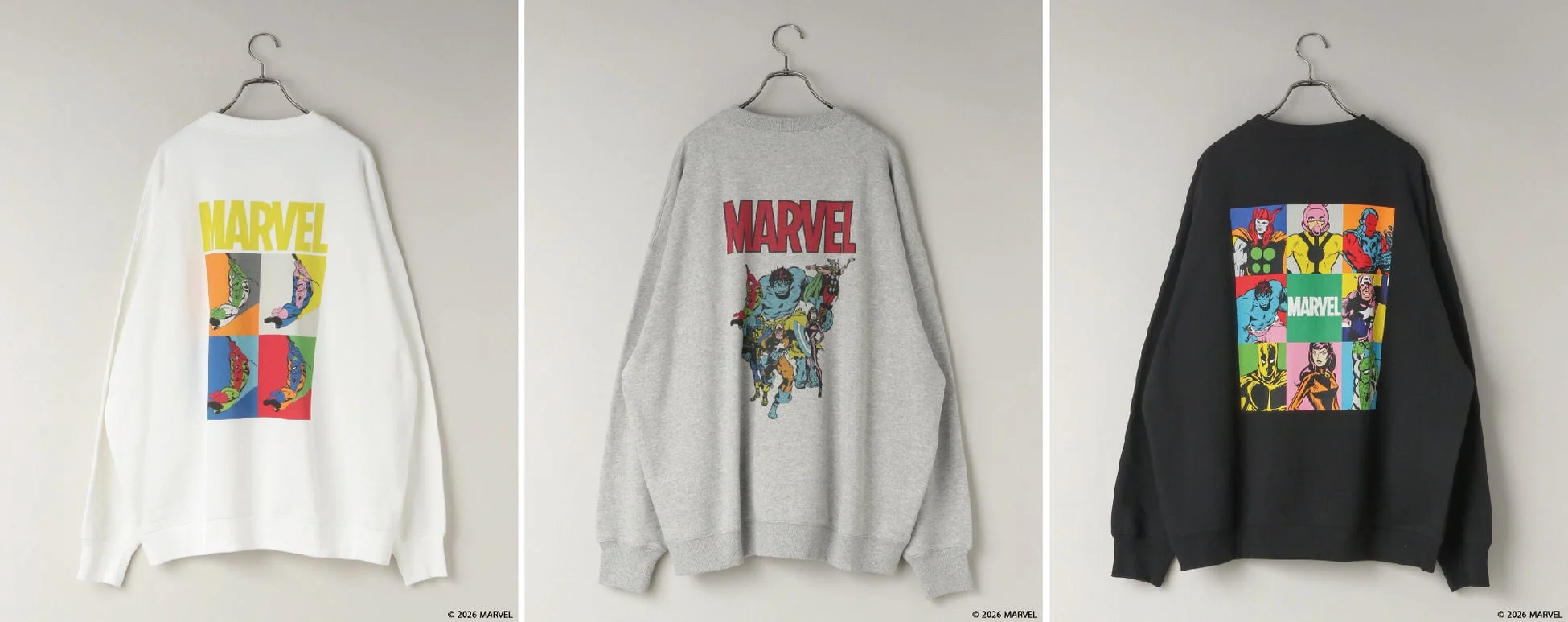 3色のマーベルスウェット