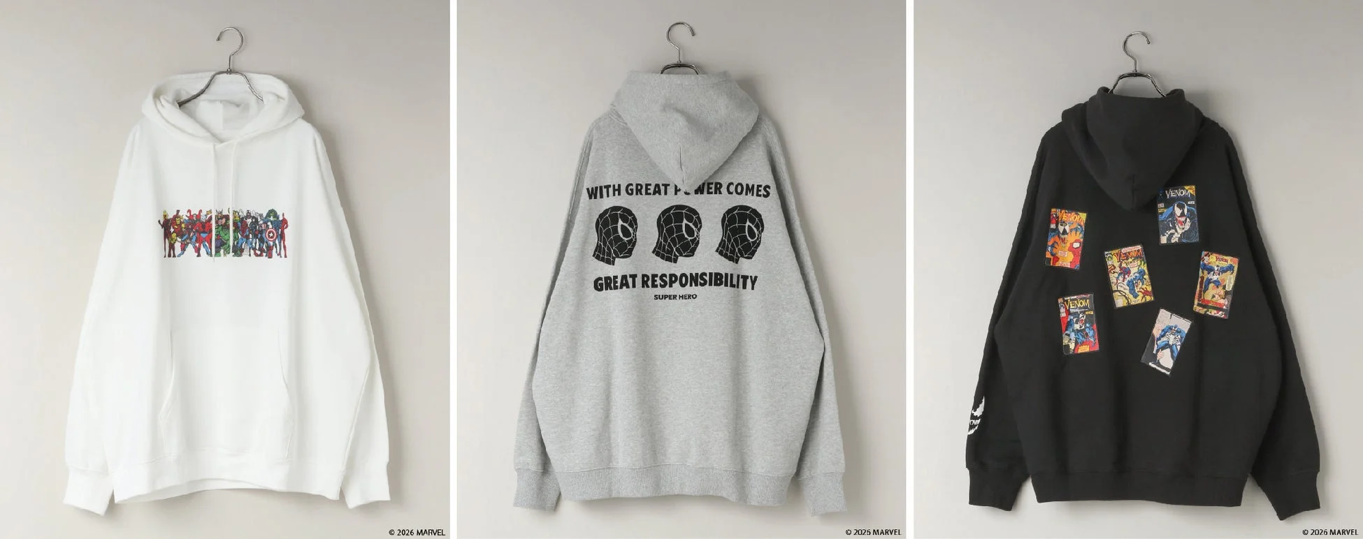 3種類のマーベルパーカー