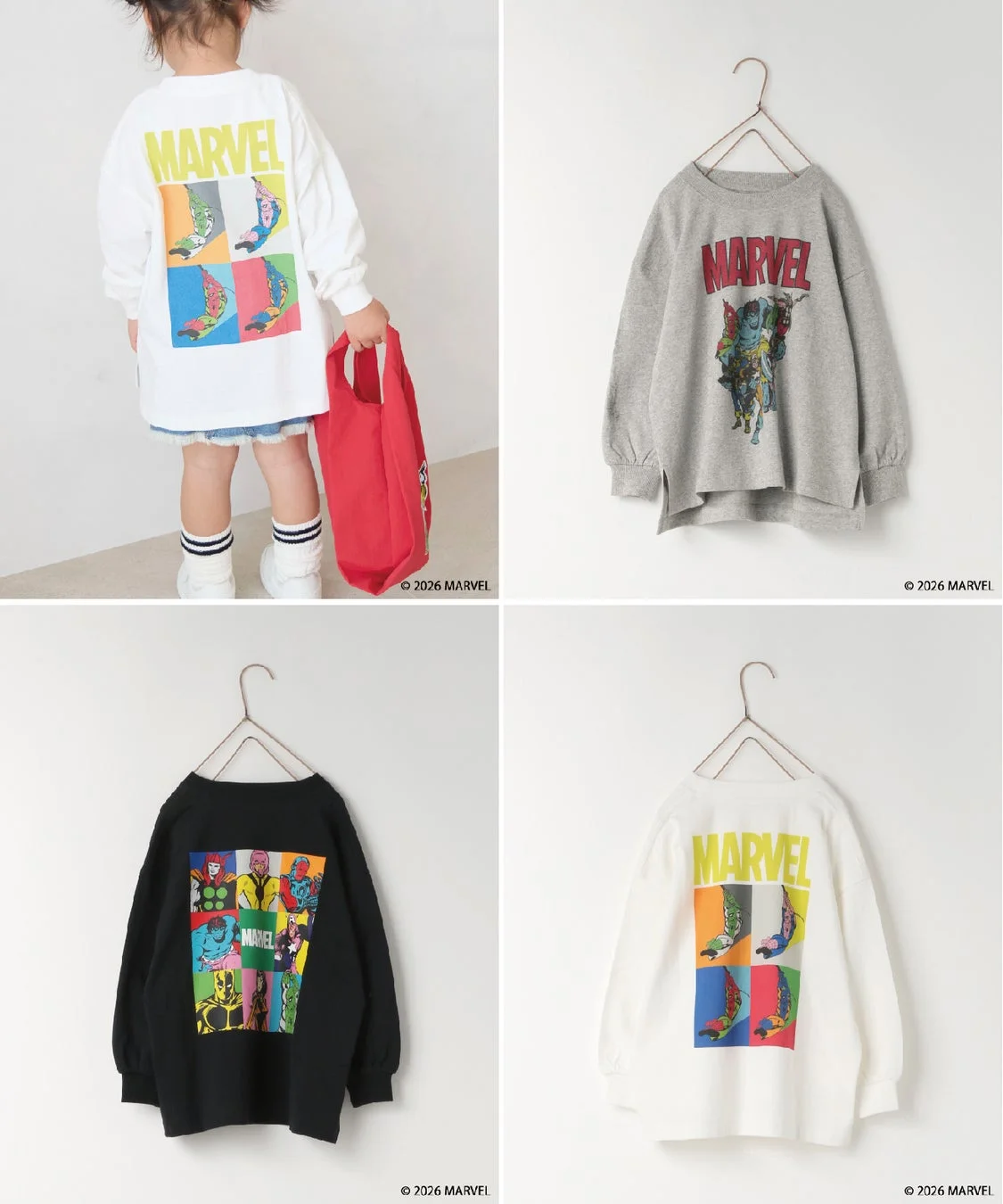 子供用マーベル長袖Tシャツ