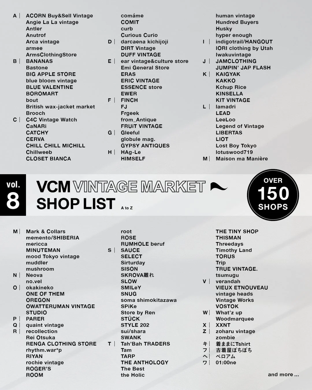 VCM VINTAGE MARKET ショップリスト