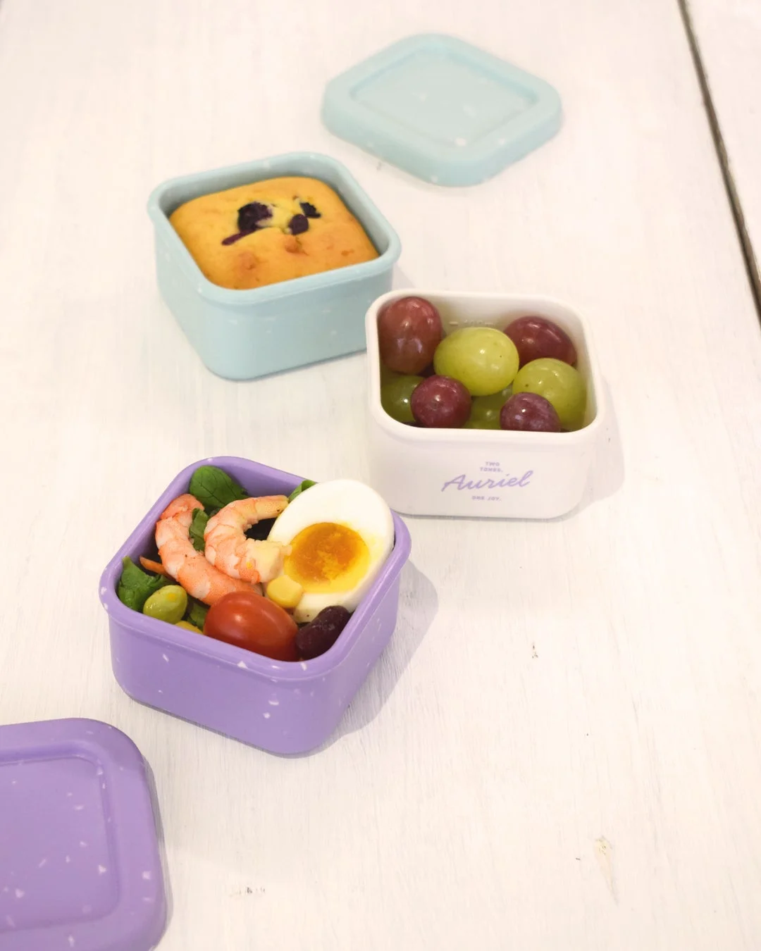 Sサイズのコンテナに盛り付けられた食事