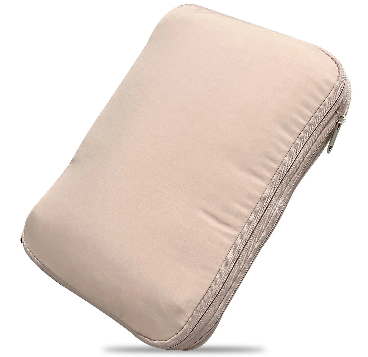 ジッパー付きのベージュ色のパッキングキューブ