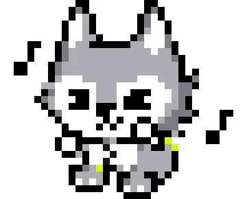 可愛らしいピクセルアートの犬またはオオカミのキャラクター
