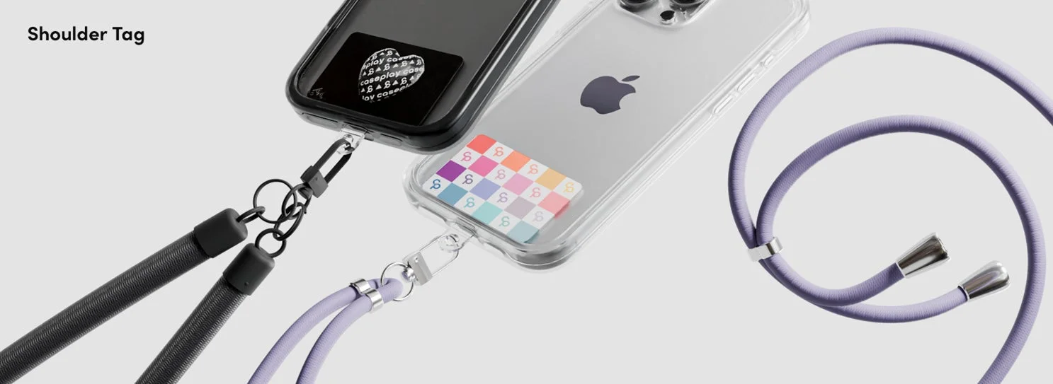 スマホショルダー,ショルダーストラップ,スマホケース,iPhone,モバイルアクセサリー,ハンズフリー,ファッション,便利グッズ,クリアケース,黒ケース,パープル,グレー