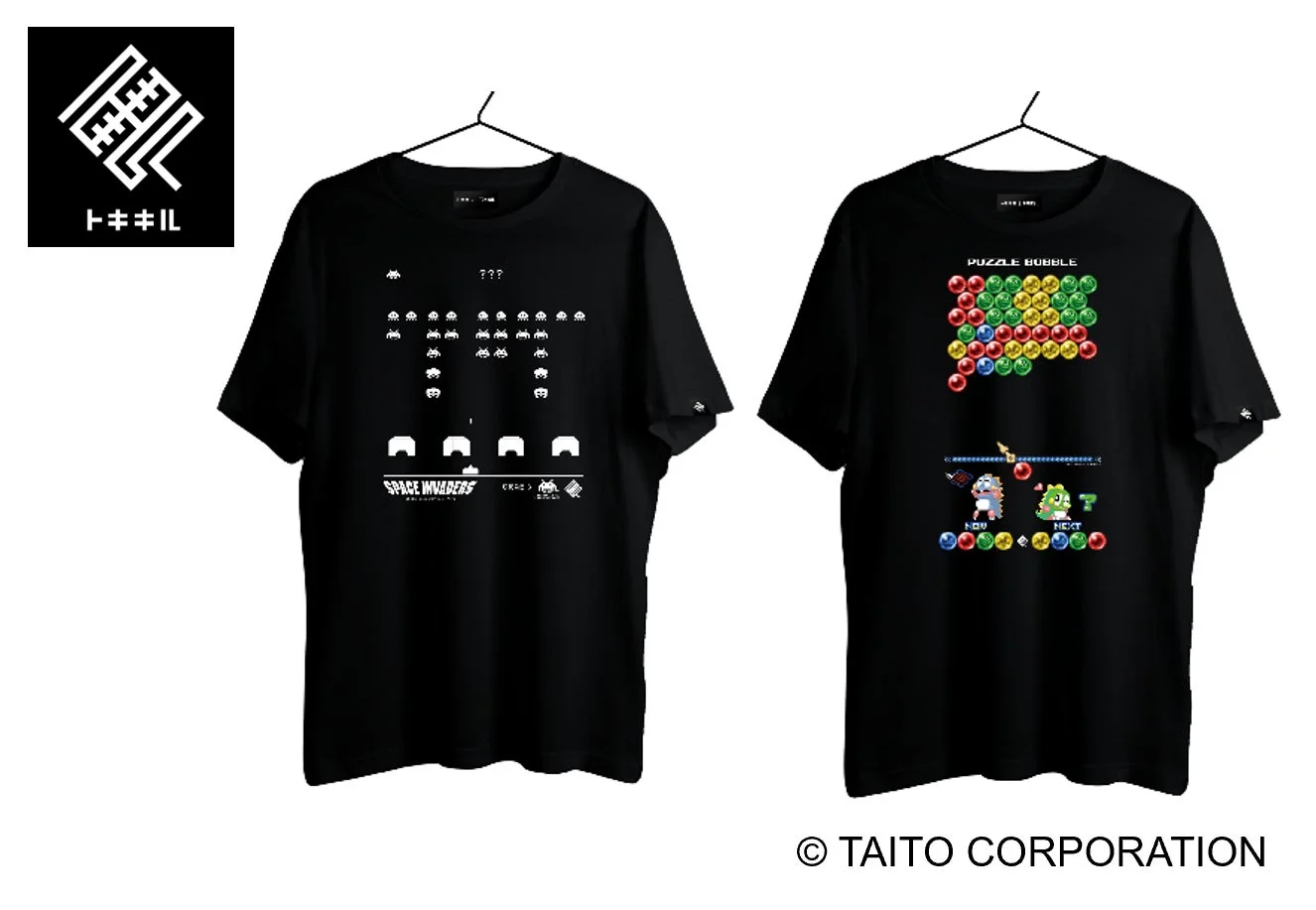 トキキル×スペースインベーダー、パズルボブルのコラボTシャツ