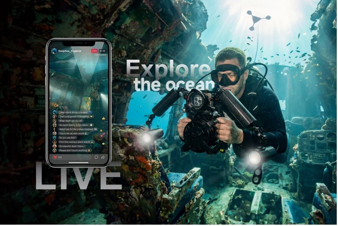 水中スマホライブ配信のイメージ