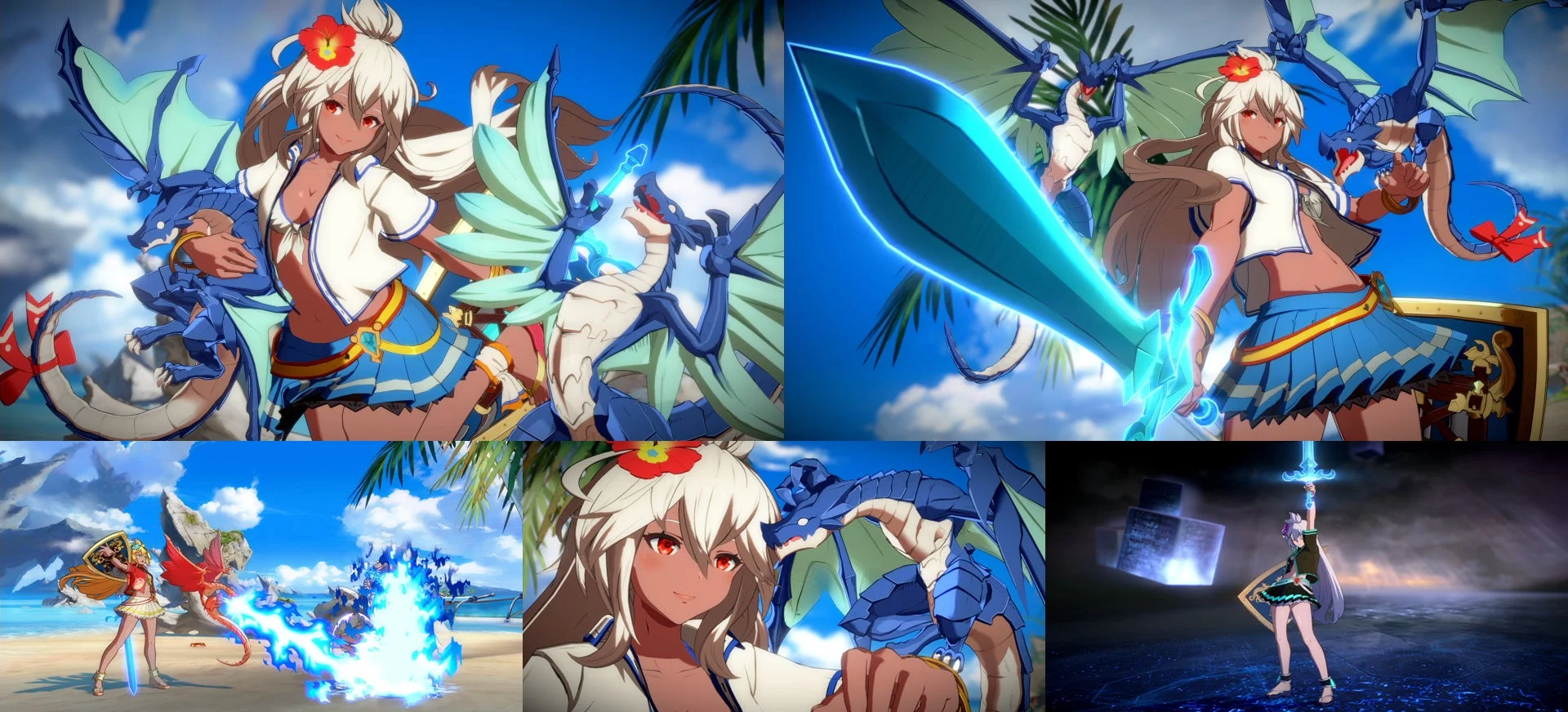 グランブルーファンタジーヴァーサスとみられる格闘ゲームの複数のスクリーンショット