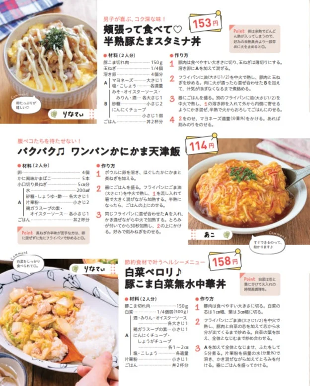 丼ものや麺料理のレシピページ