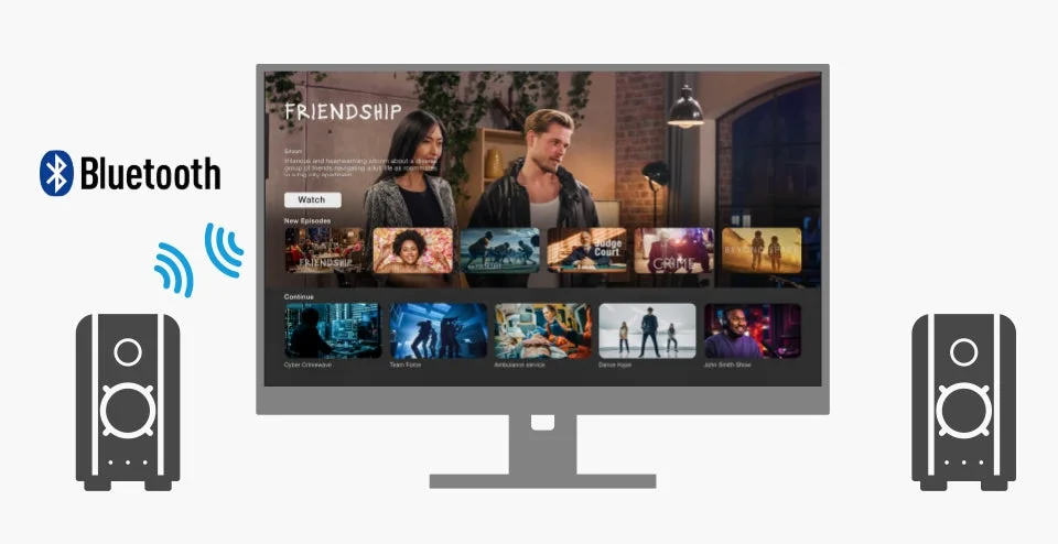 Bluetoothでワイヤレススピーカーに接続されたモニター
