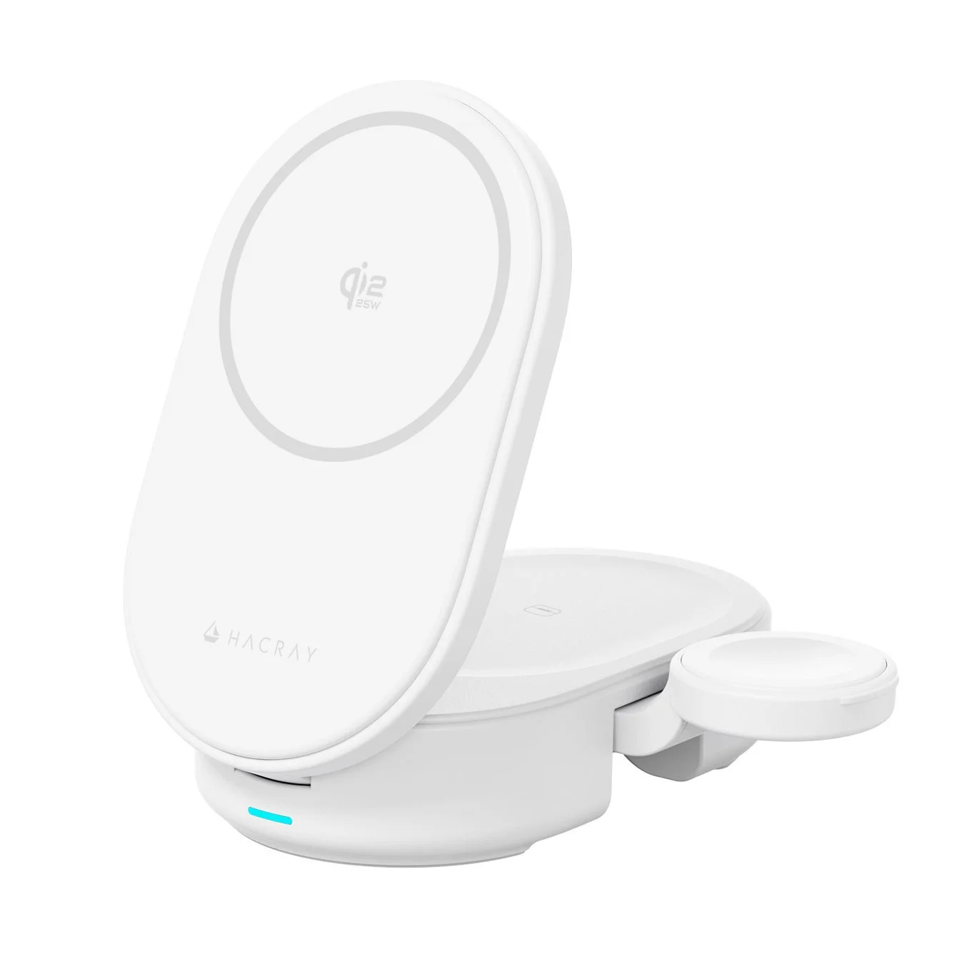 スマホを縦置きして充電中の白モデル