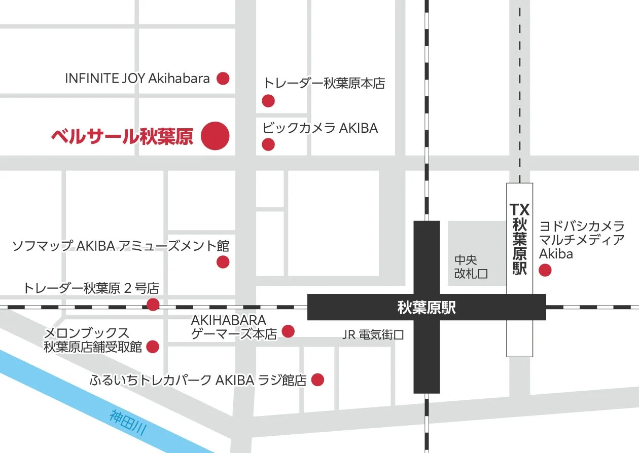 秋葉原駅周辺のクーポン対象店舗地図