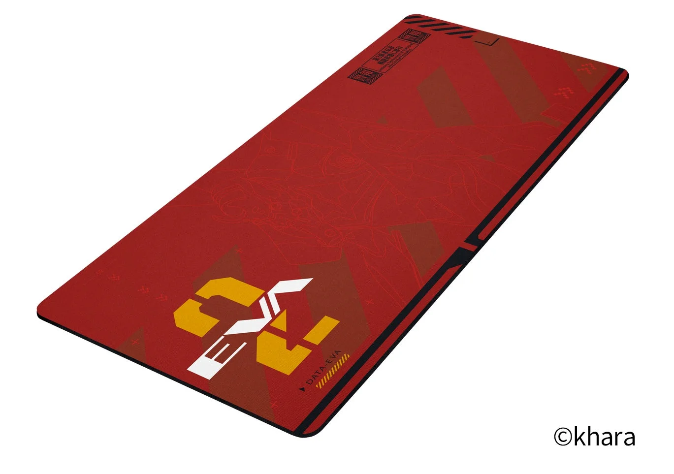 赤色を基調としたエヴァンゲリオン2号機デザインのデスクマット