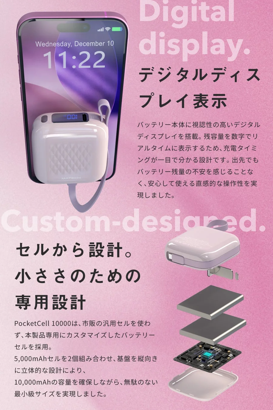 MATECH PocketCell 10000のデジタルディスプレイ