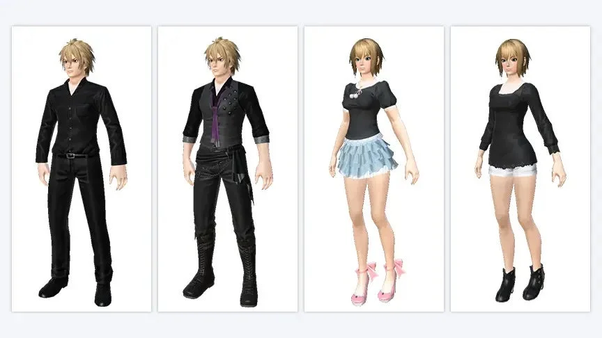 様々なファッションの3Dキャラクター