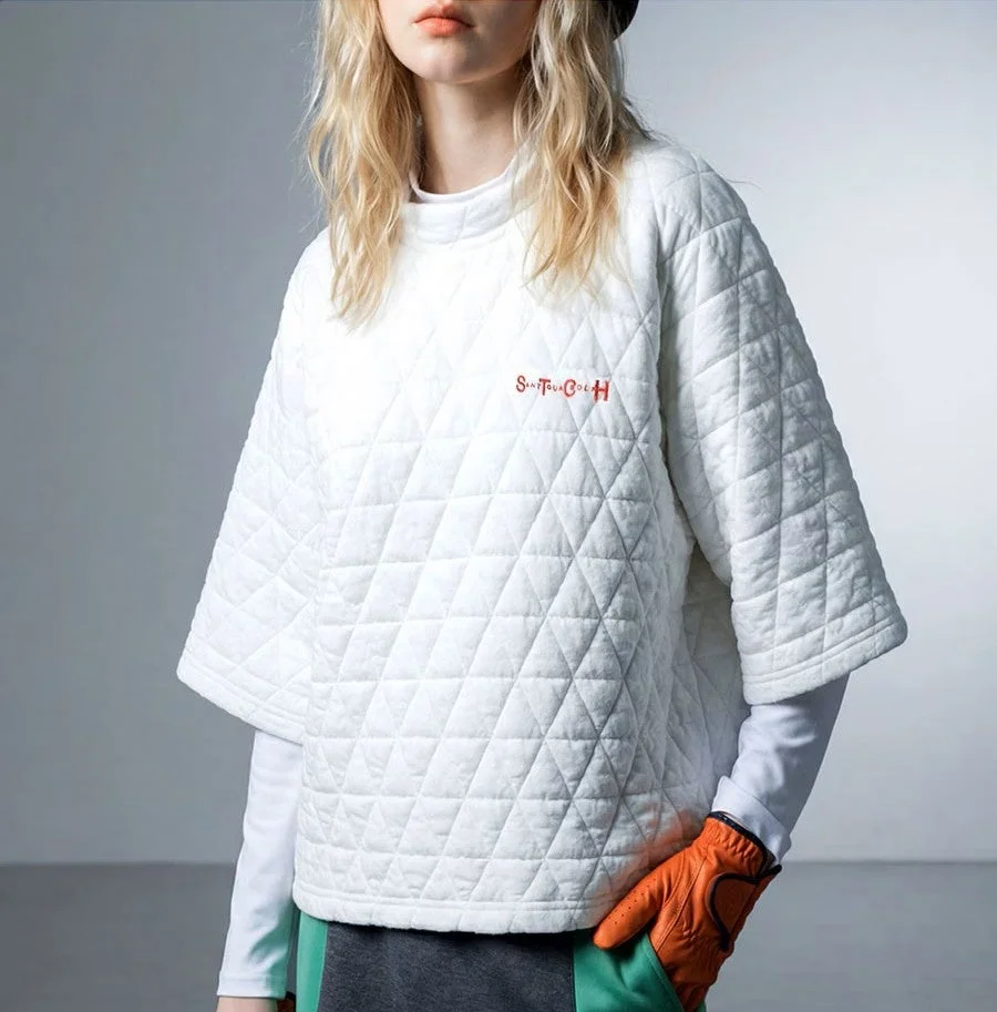 キルティングモックネックトップス