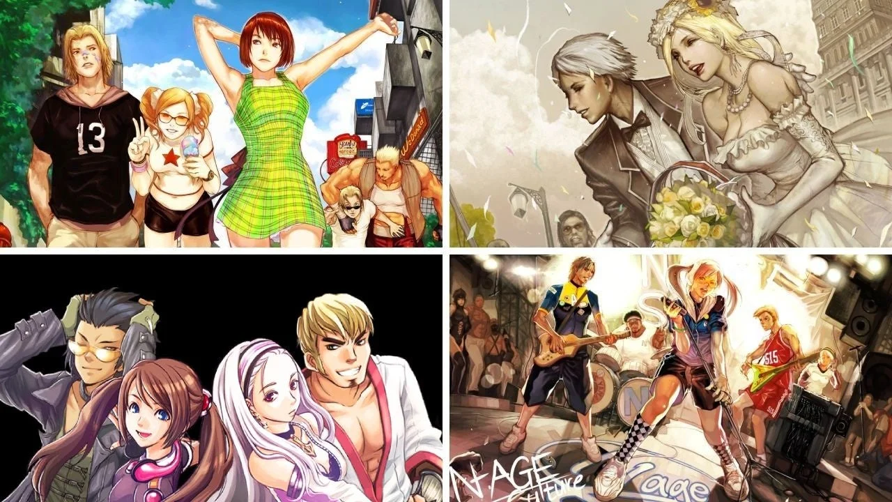 アニメ風イラスト、キャラクター、若者、ストリート、ウェディング、バンド、ライブ、音楽、都市風景、グループ、ポップカルチャー、ゲームアート