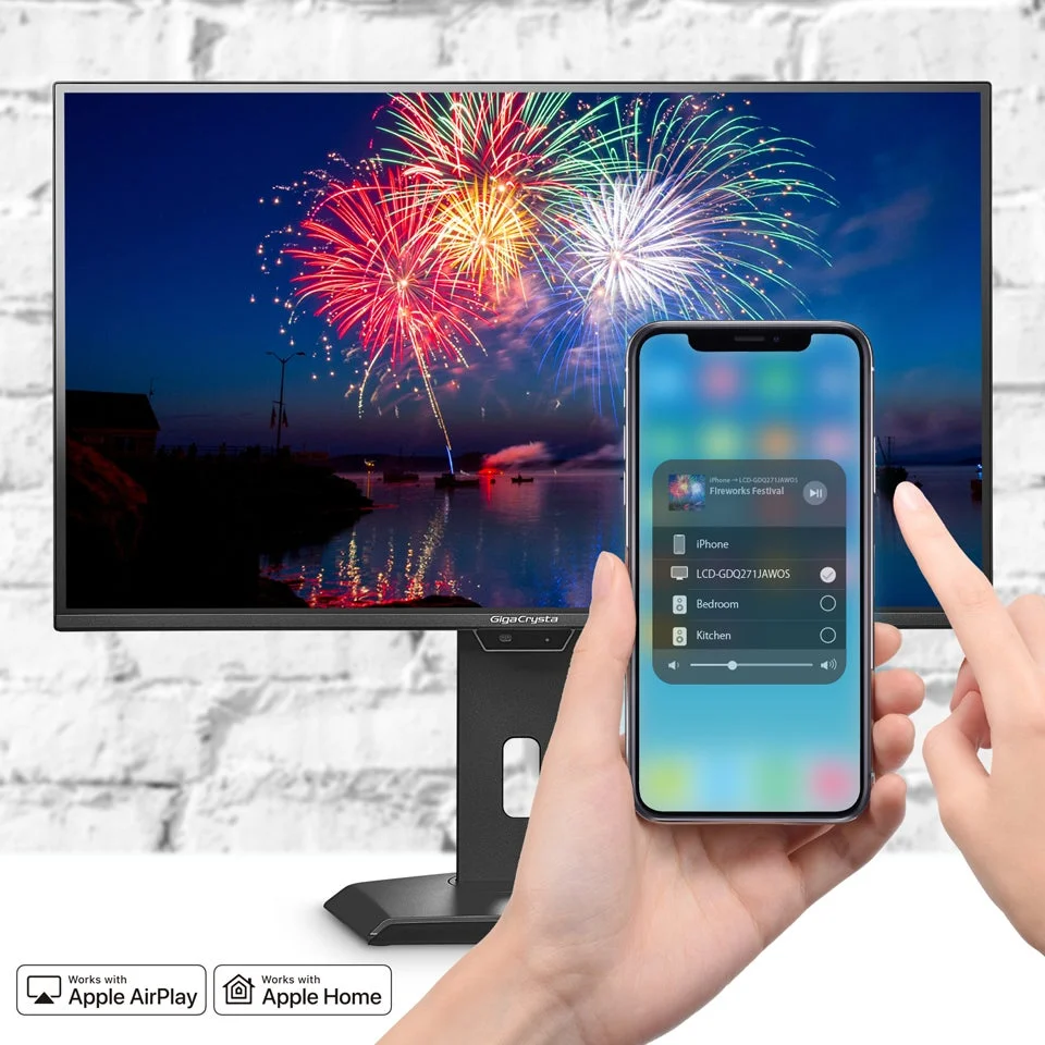 iPhoneからAirPlayでモニターに接続している様子