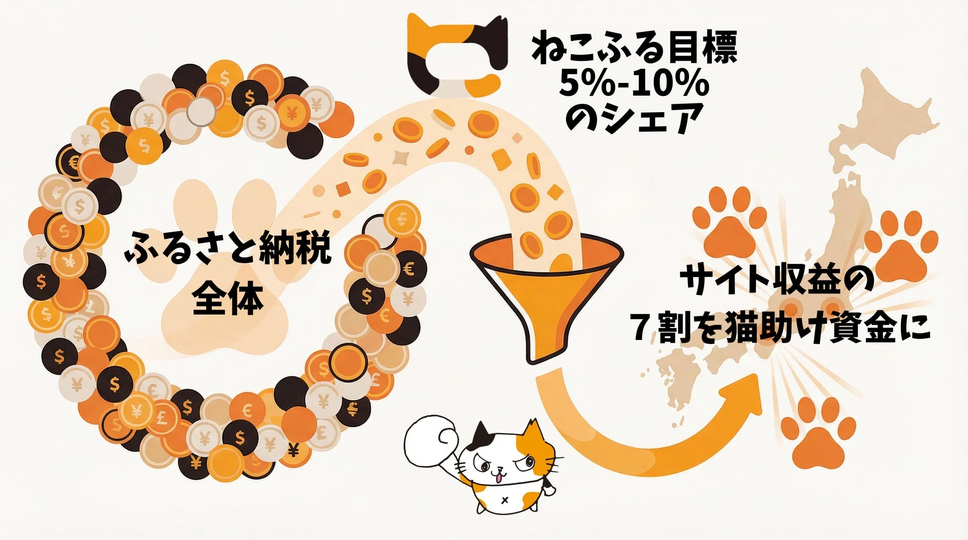 ふるさと納税全体とねこふる目標