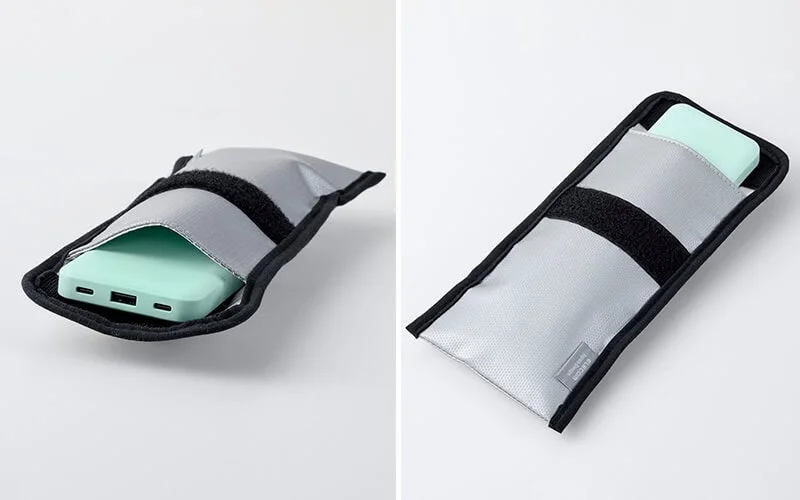 Mサイズにモバイルバッテリーを収納した様子