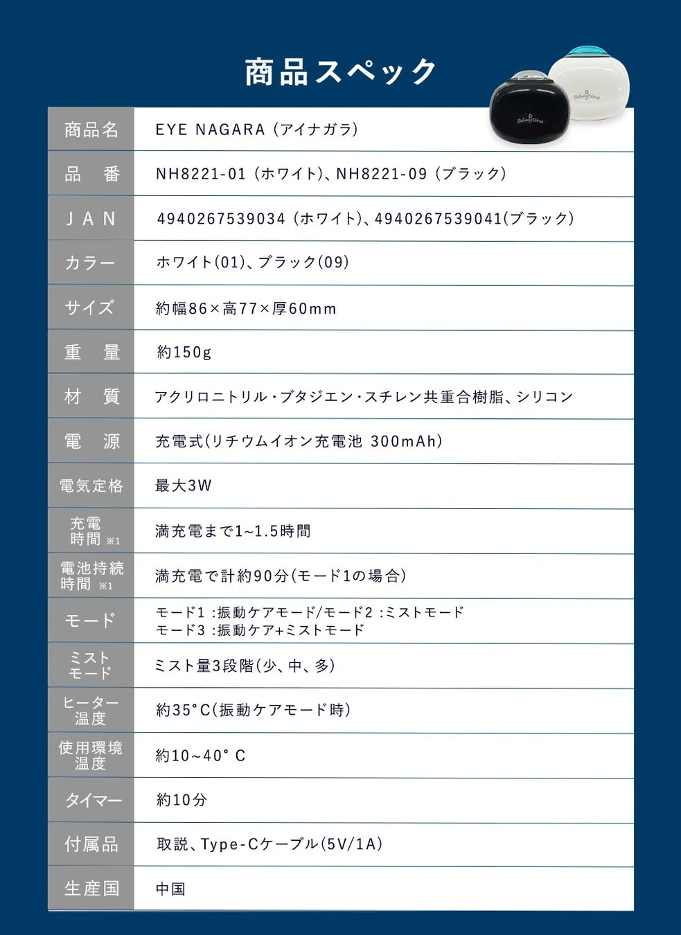 EYE NAGARAの商品スペック