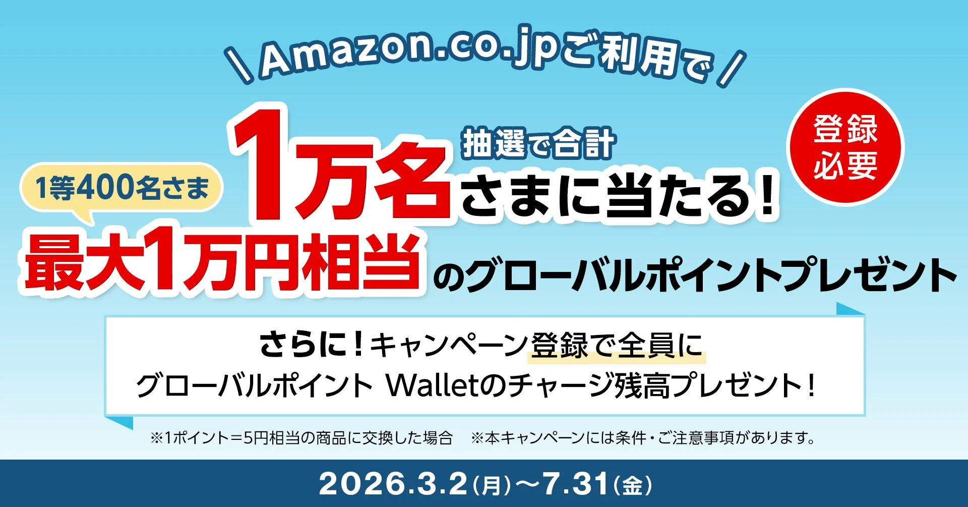 Amazon.co.jpご利用で!1等400名さま1万名さまに当たる!