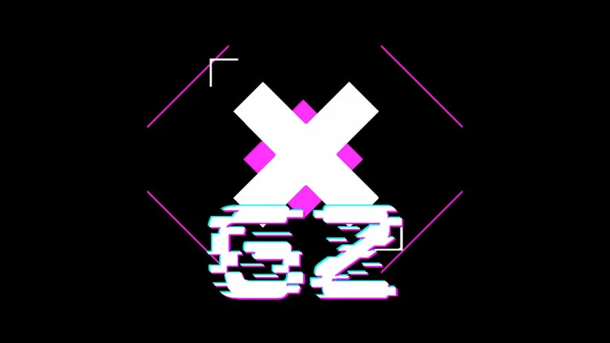 グリッチエフェクトの「X GZ」ロゴ