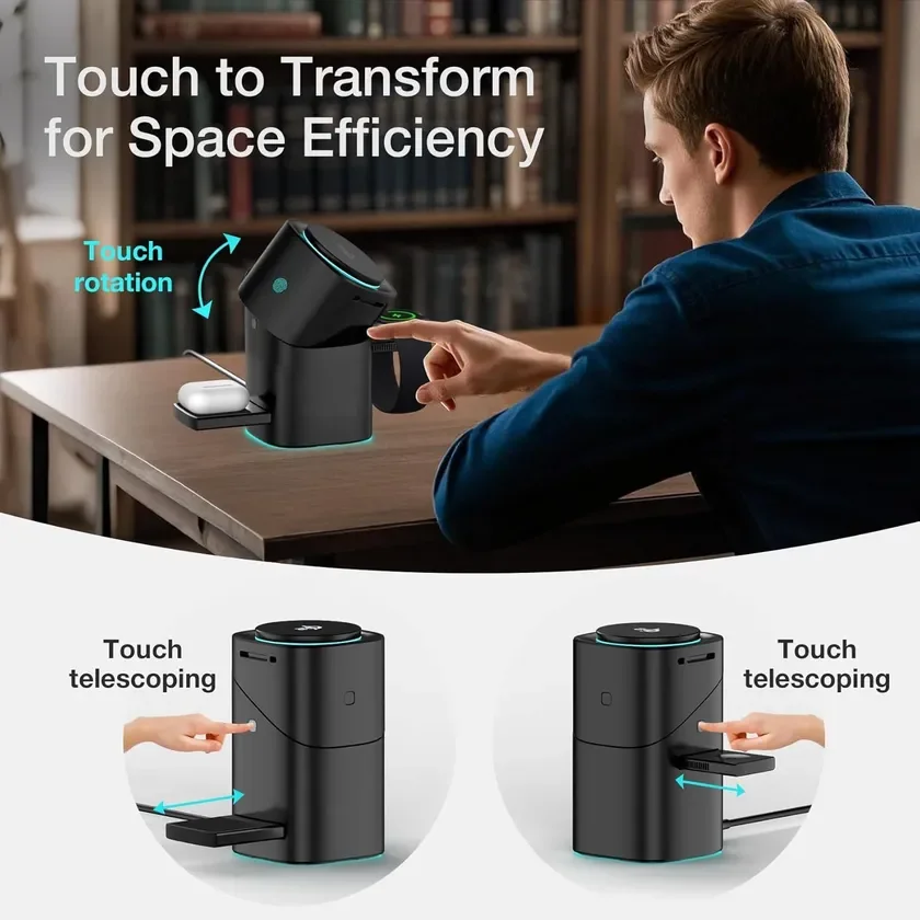 男性が操作する多機能充電器